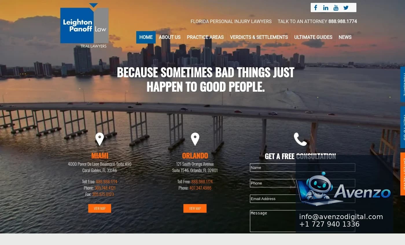 Law firm website designed by Avenzo
