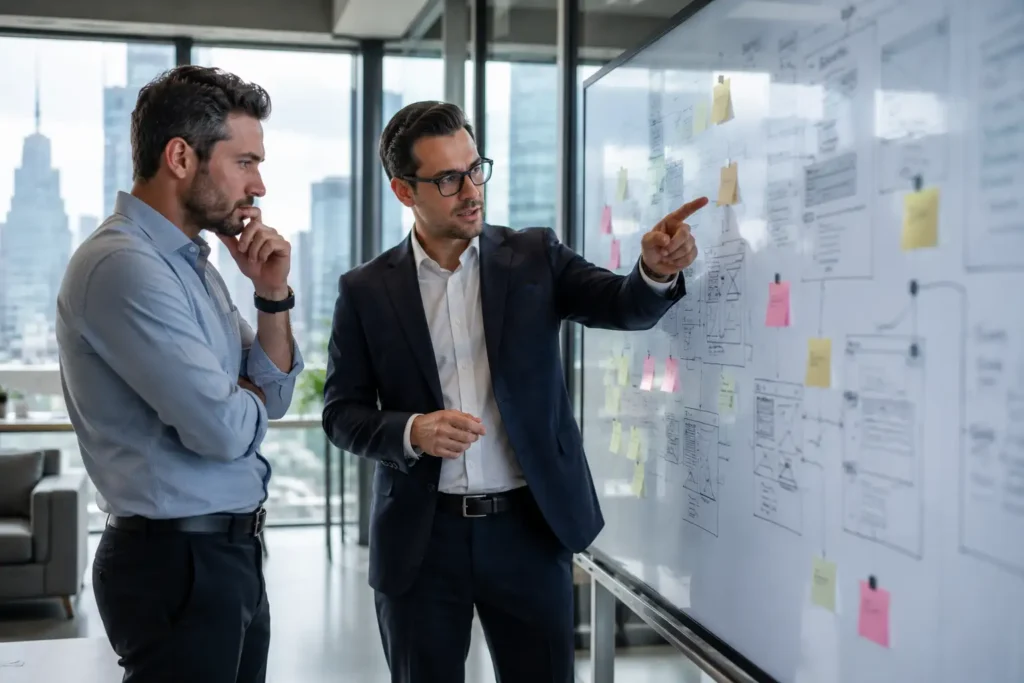 SEO specialists reviewing website architecture and Duplicate Pages and Canonical Errors to improve search engine optimization and indexing.