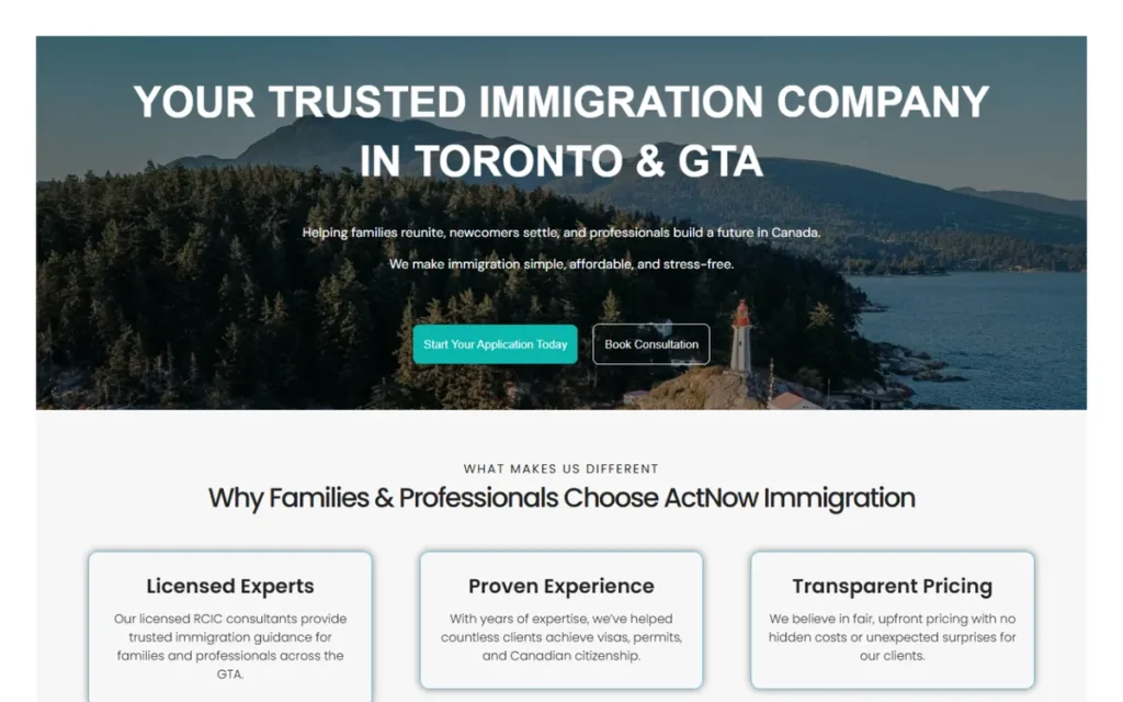 ActNow Immigration project screenshot