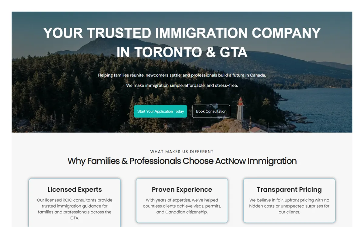 ActNow Immigration project screenshot
