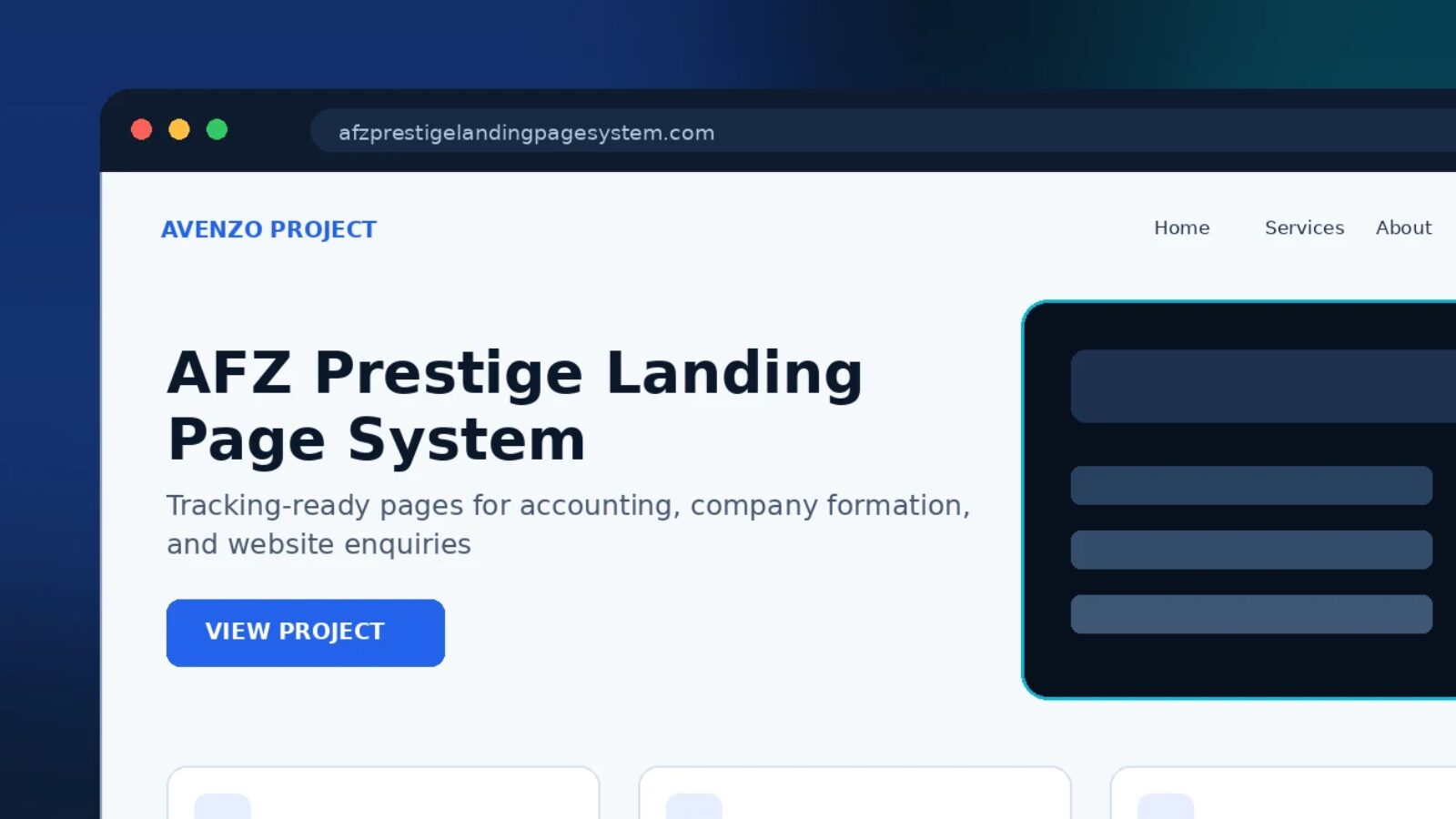 AFZ Prestige Landing Page System — Landing Page & Conversion Case Study website design detail 1