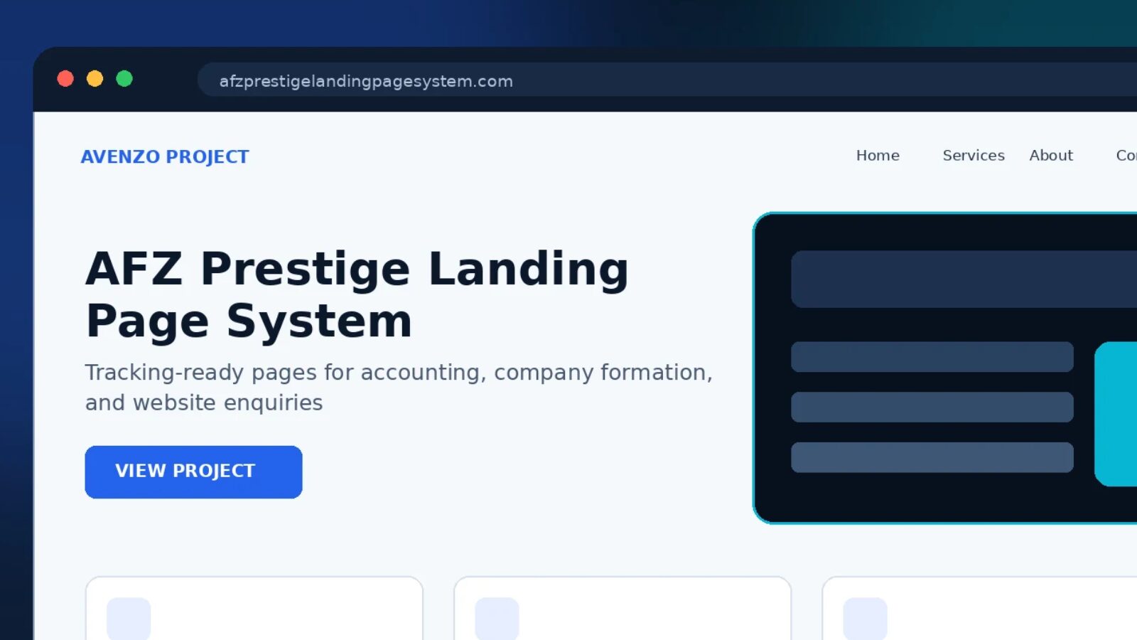 AFZ Prestige Landing Page System — Landing Page & Conversion Case Study website design detail 2