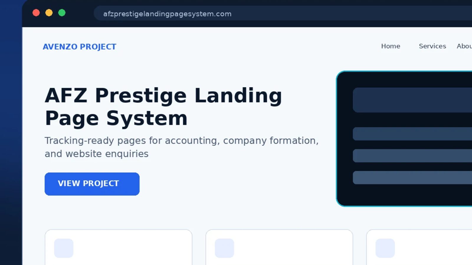 AFZ Prestige Landing Page System — Landing Page & Conversion Case Study website design detail 3