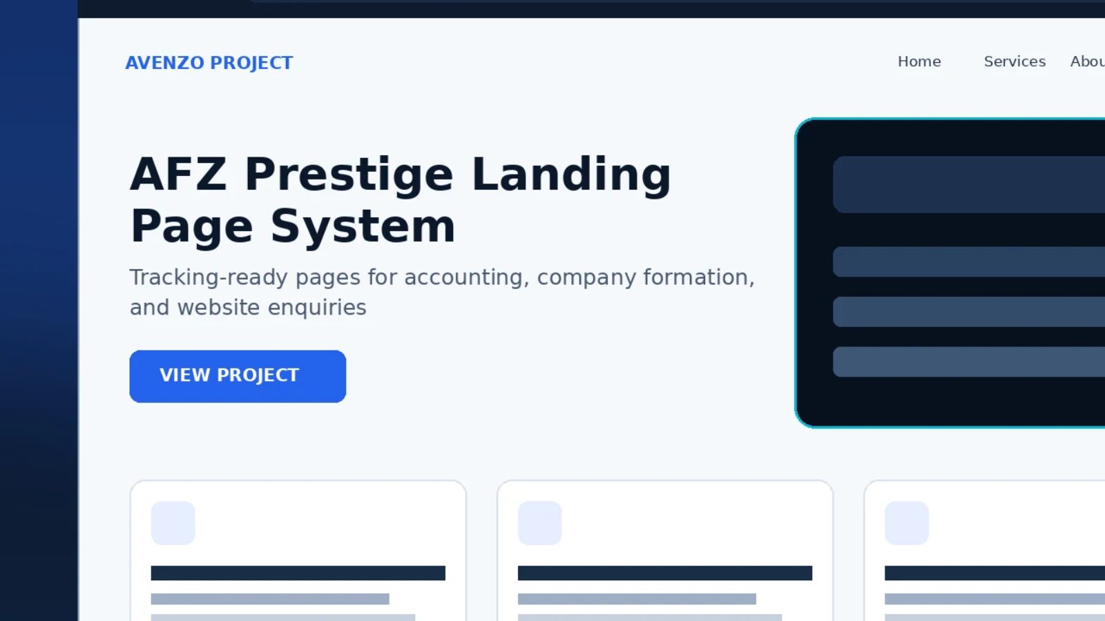 AFZ Prestige Landing Page System — Landing Page & Conversion Case Study website design detail 4