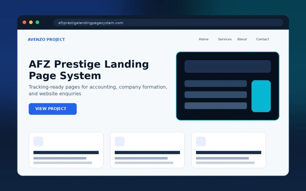AFZ Prestige Landing Page System project screenshot