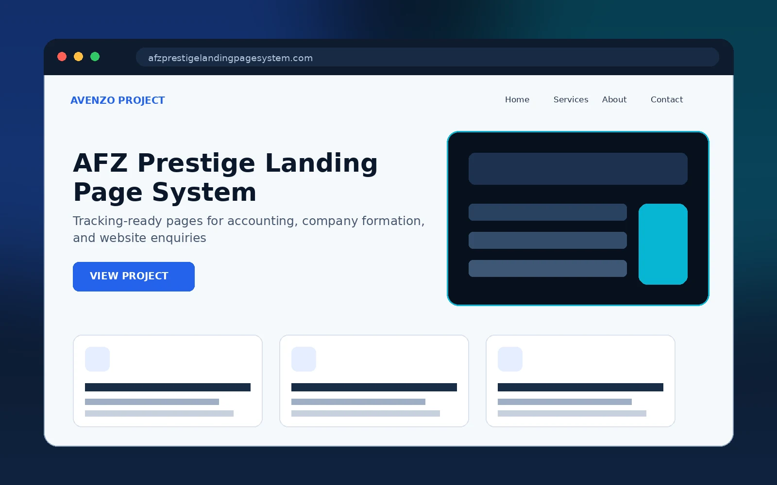 AFZ Prestige Landing Page System project screenshot