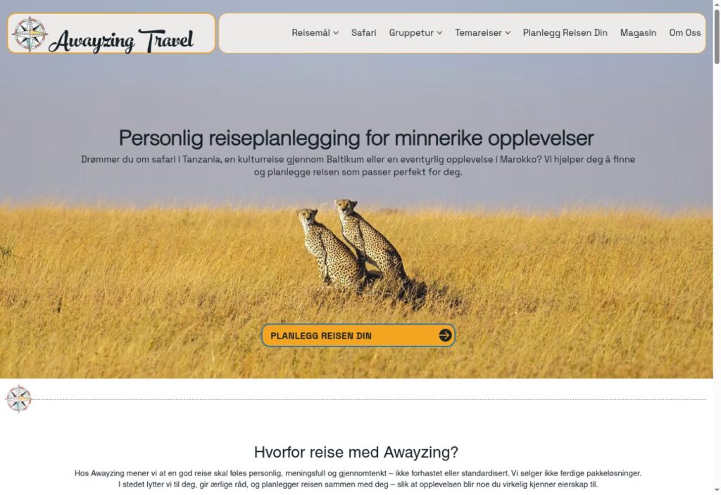Awayzing Travel live website screenshot
