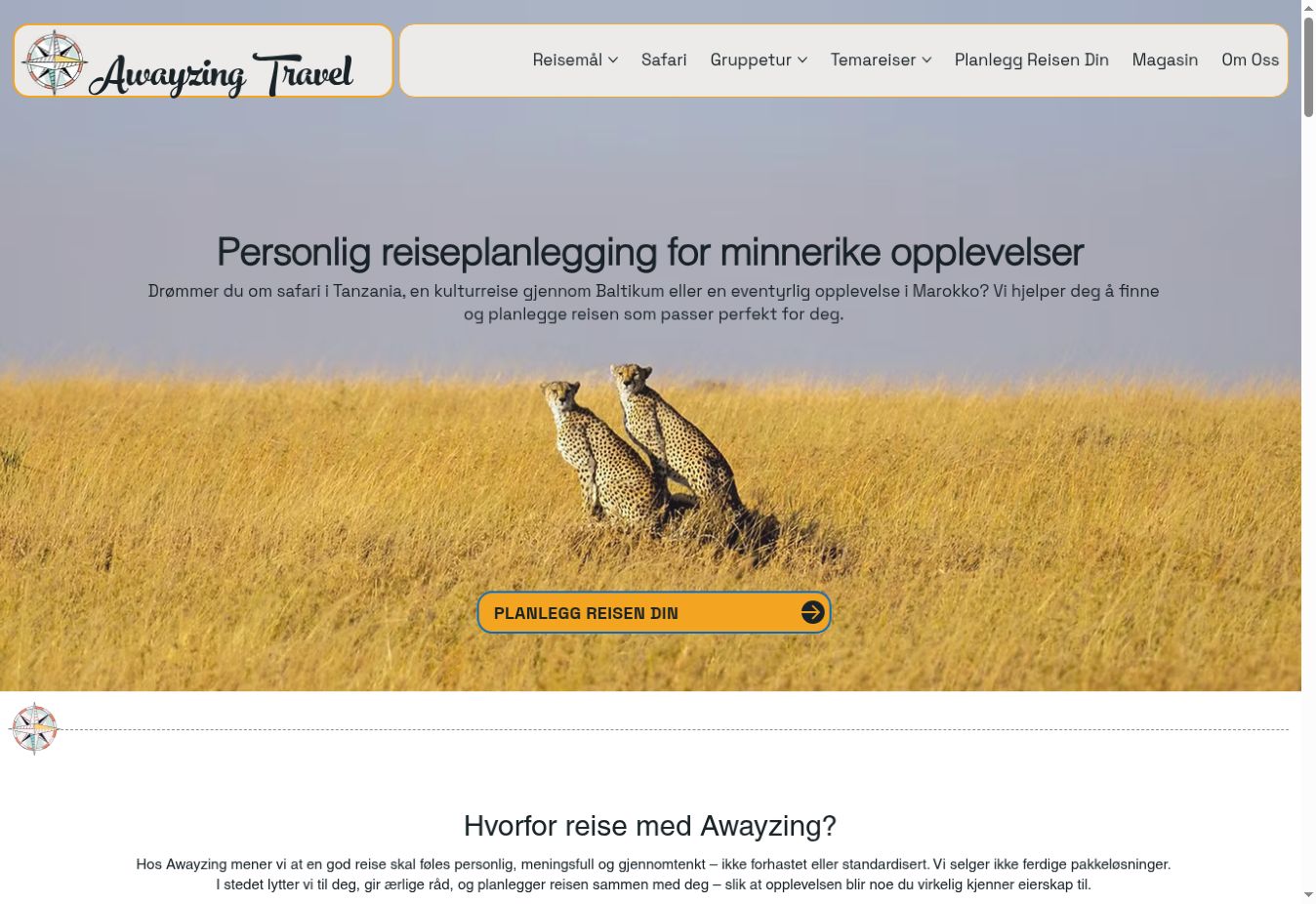 Awayzing Travel live website screenshot
