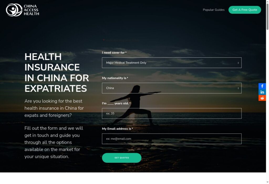 China Access Health live website screenshot