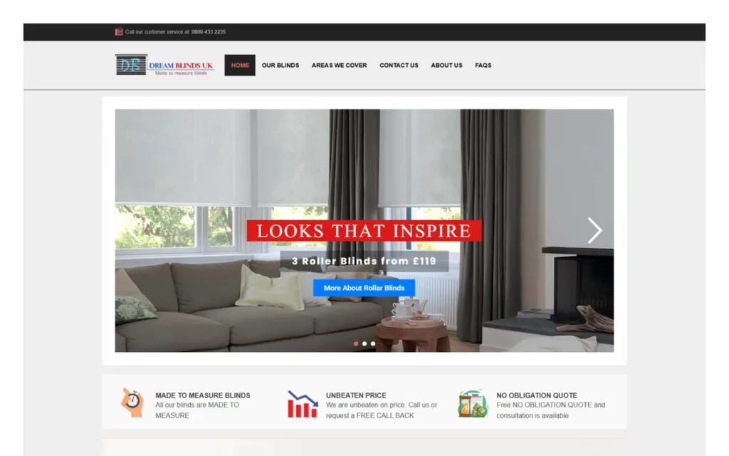 Dream Blinds UK project screenshot