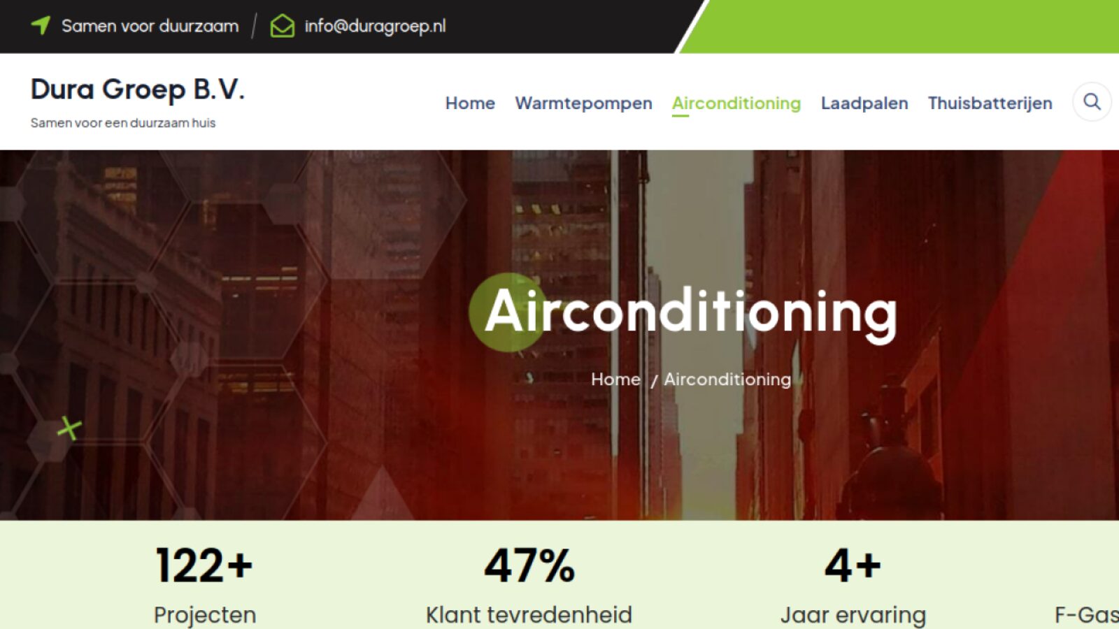 Dura Groep Air Conditioning — Website Design & Development Case Study website design detail 1