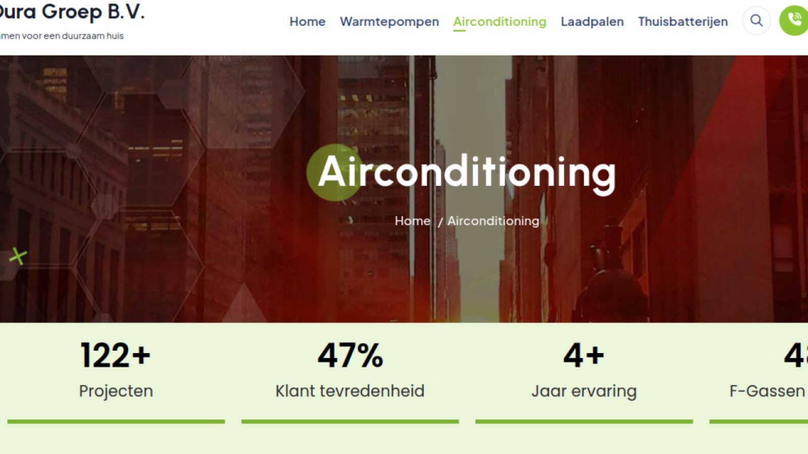 Dura Groep Air Conditioning — Website Design & Development Case Study website design detail 2