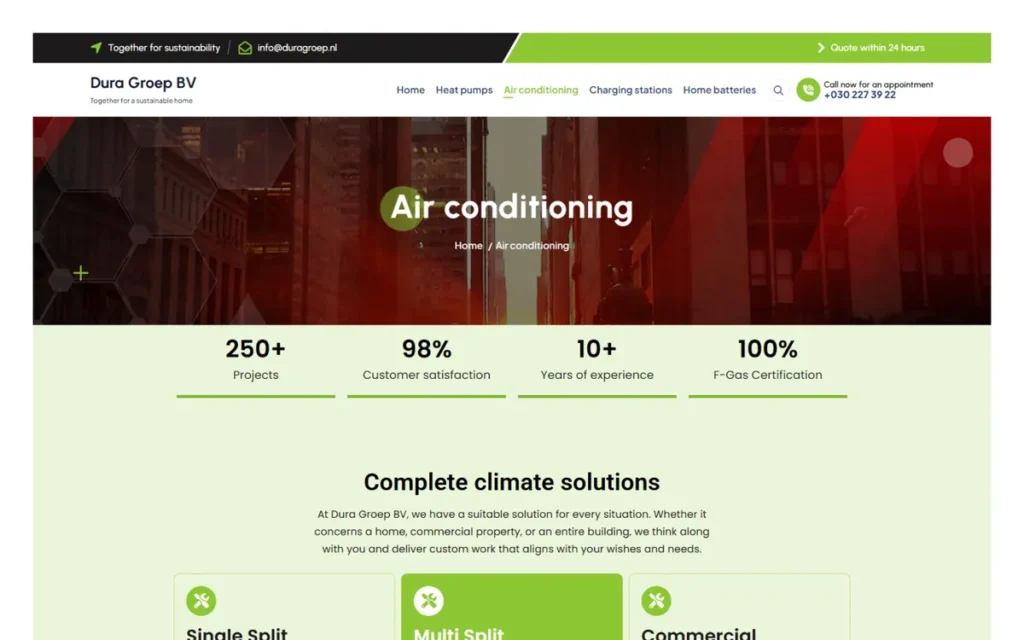 Dura Groep Air Conditioning project screenshot