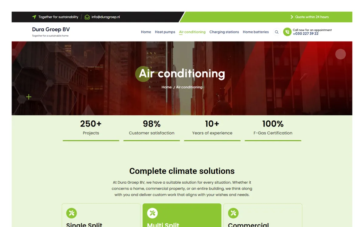 Dura Groep Air Conditioning project screenshot