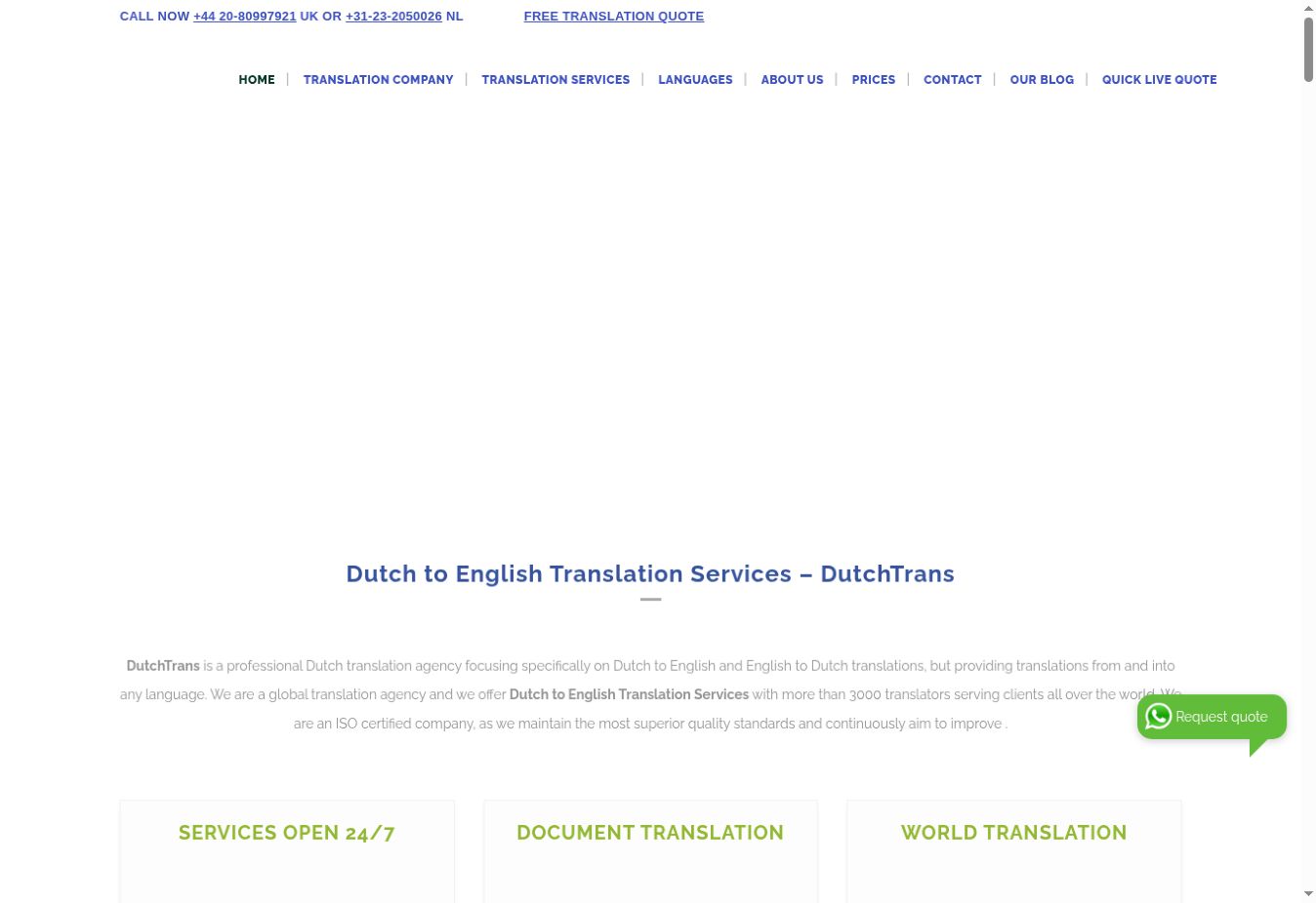 DutchTrans live website screenshot