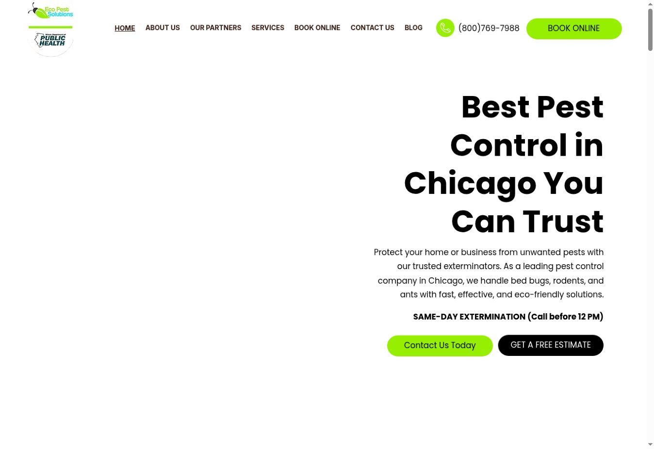 Eco Pest Solutions Chicago live website screenshot