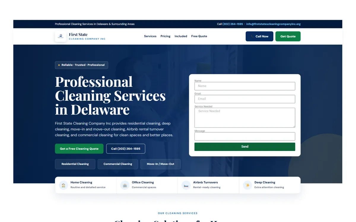 First State Cleaning Company project screenshot