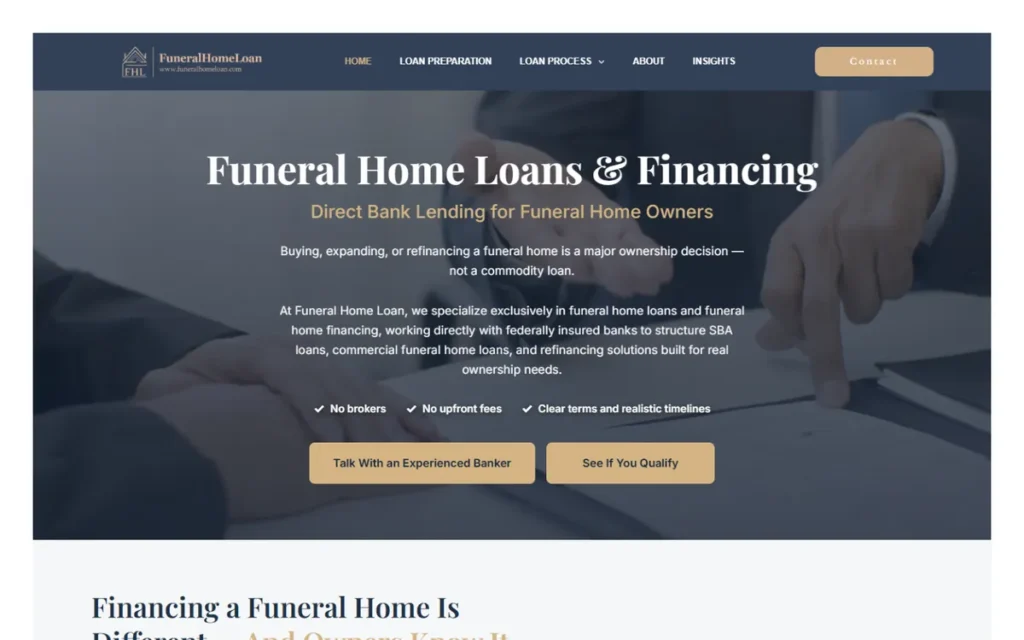 Funeral Home Loan project screenshot