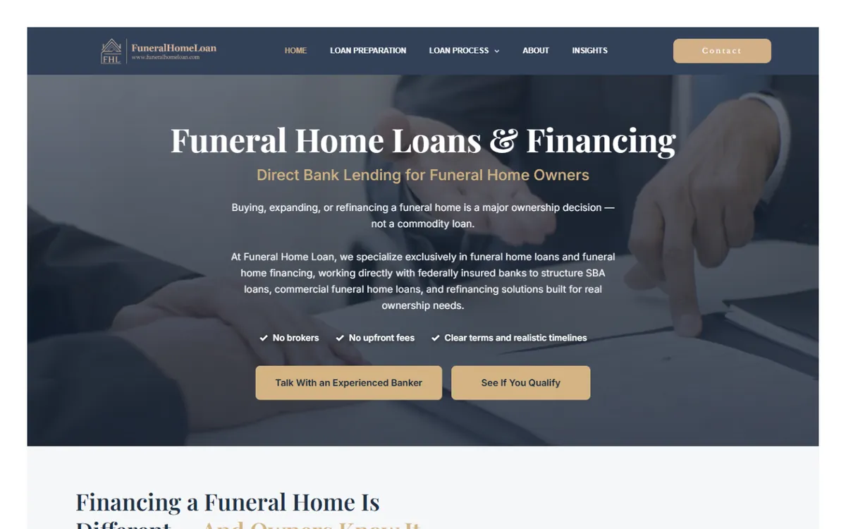 Funeral Home Loan project screenshot