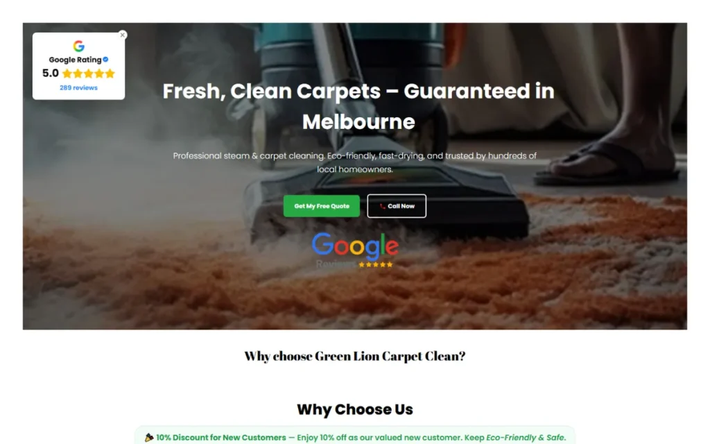Green Lion Carpet Clean project screenshot