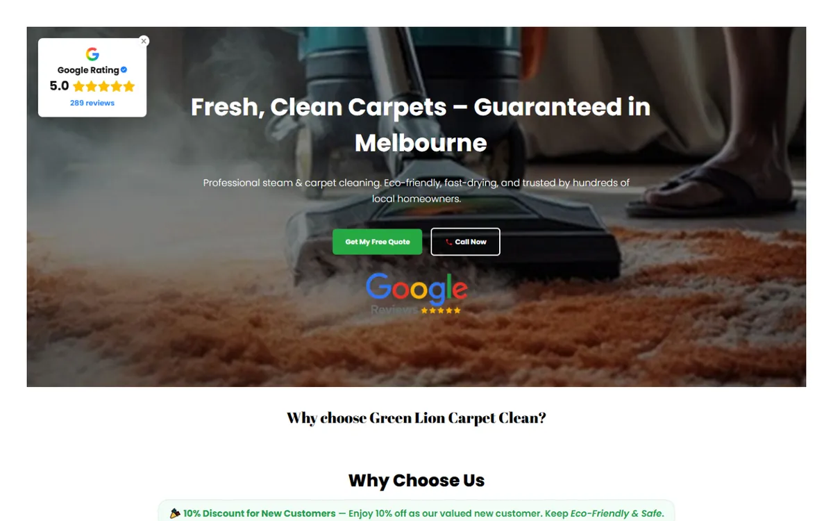 Green Lion Carpet Clean project screenshot