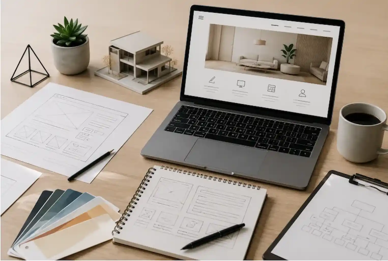 Website design planning showing how design choices affect business website cost.