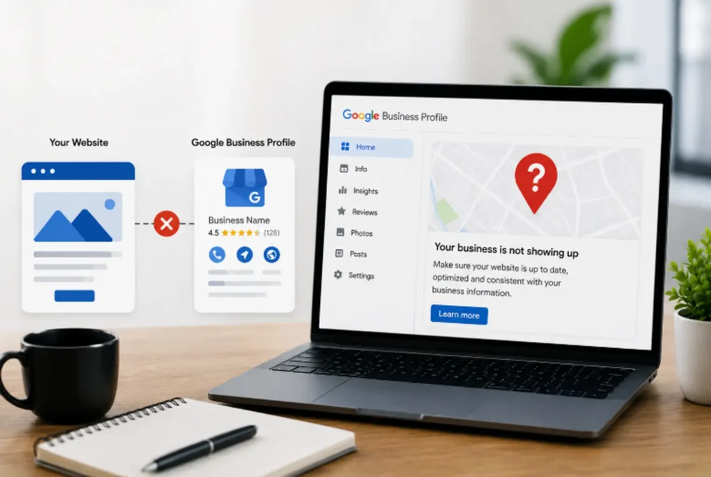 A business website supporting a Google Business Profile for better Google Maps visibility.