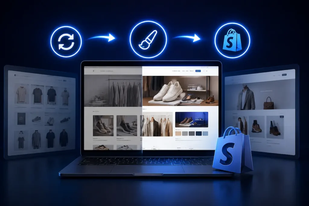 Ecommerce website development and responsive web design showcasing online store products, shopping features, and modern user interfaces