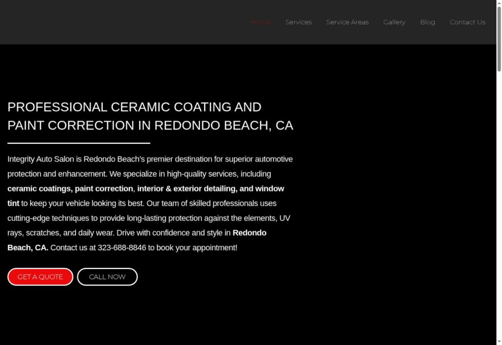 Integrity Auto live website screenshot