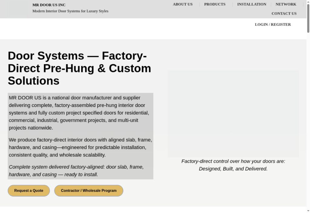 MR DOOR US live website screenshot