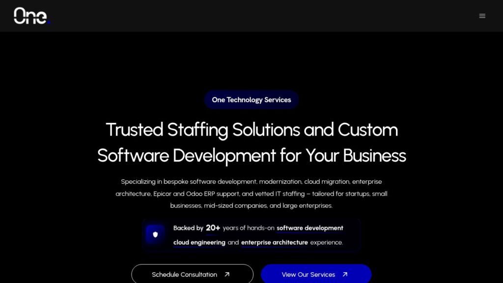 One Technology Services website project screenshot