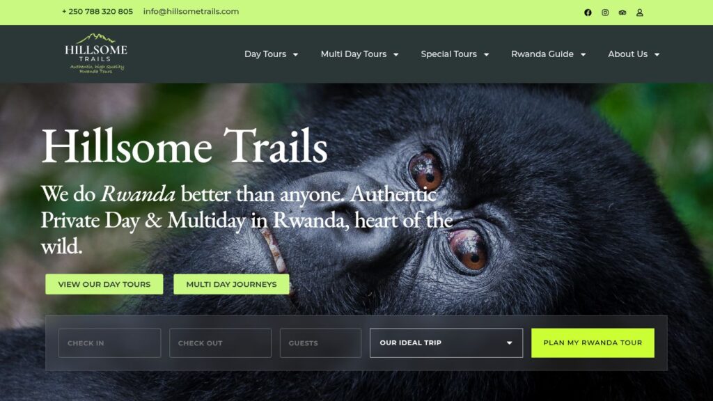 Rwanda Hillsome Trails website project screenshot