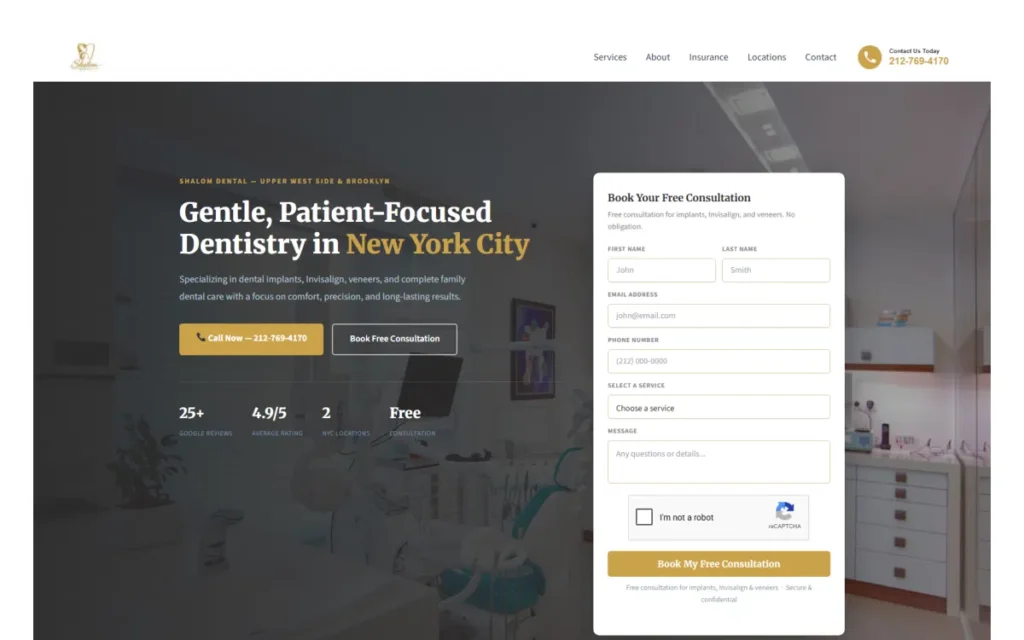 Shalom Dental project screenshot