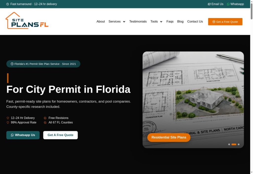 SitePlansFL live website screenshot