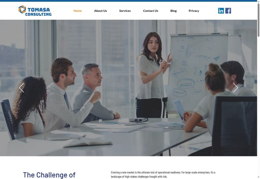 Tomasa Consulting live website screenshot