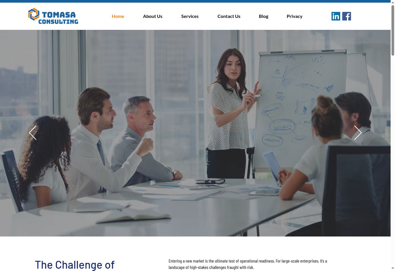 Tomasa Consulting live website screenshot