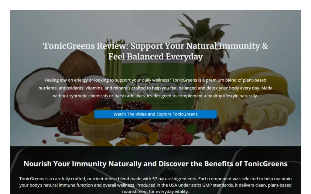 TonicGreens Bridge Page project screenshot