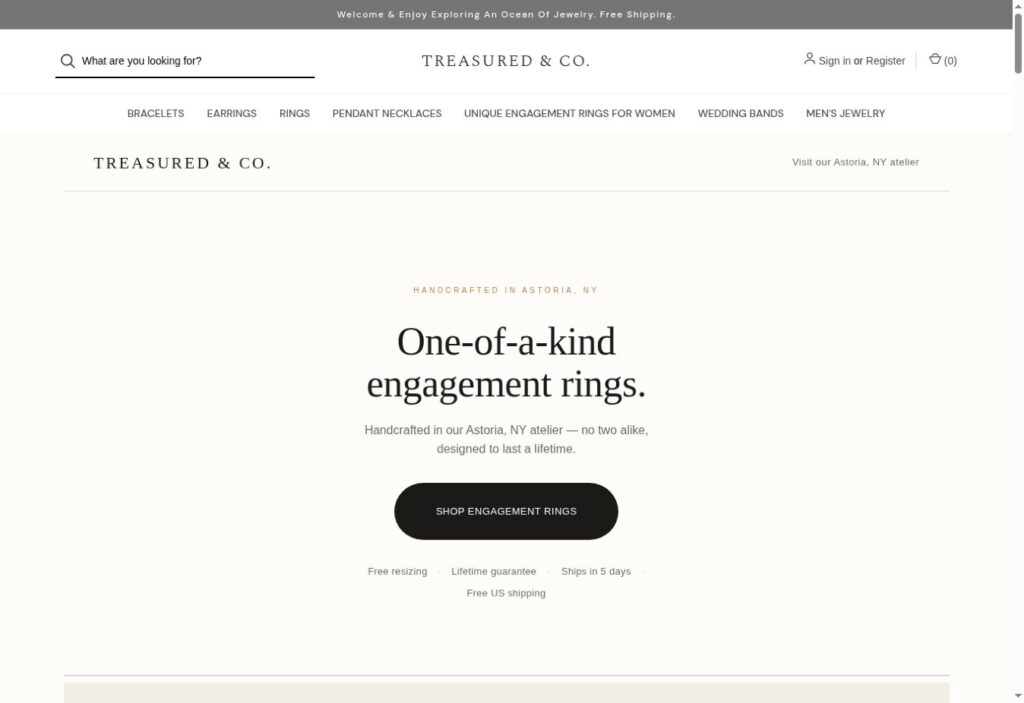 Treasured & Co. live website screenshot