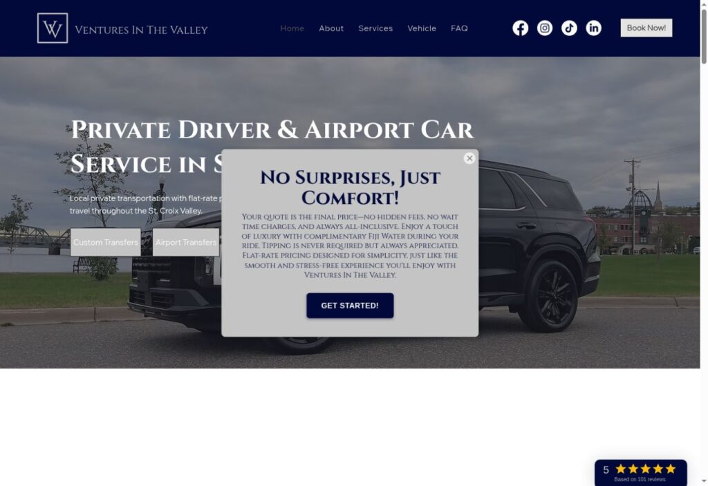 Ventures in the Valley live website screenshot