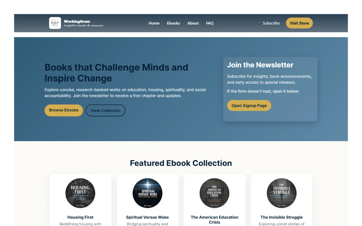 WorkingGram Book Sales Funnel project screenshot